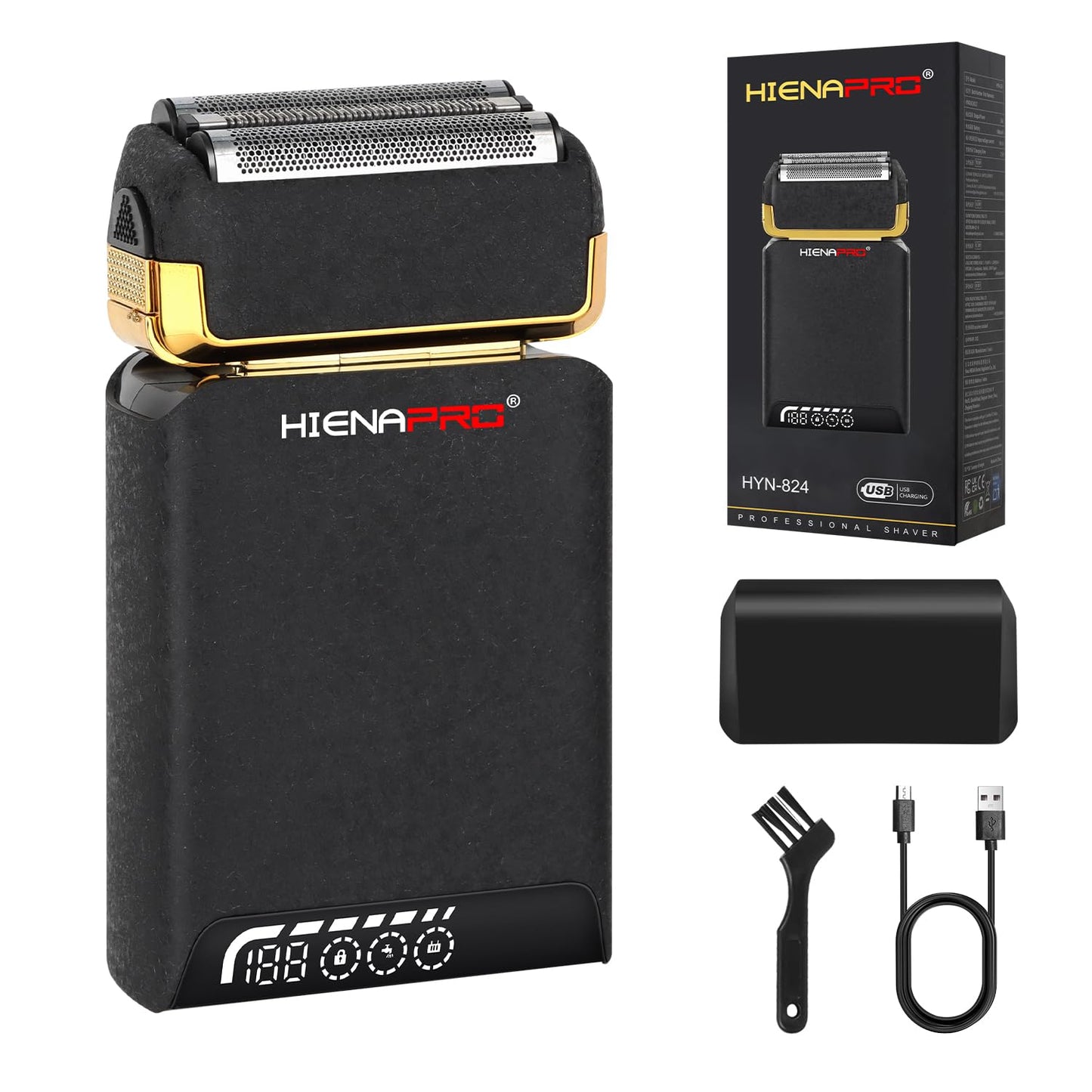 HIENA PRO Electric Razor for Men, Rechargeable Beard Trimmer, Cordless Professional Foil Shaver with USB, Facial Shaving and Hair Removal, Gifts for Men