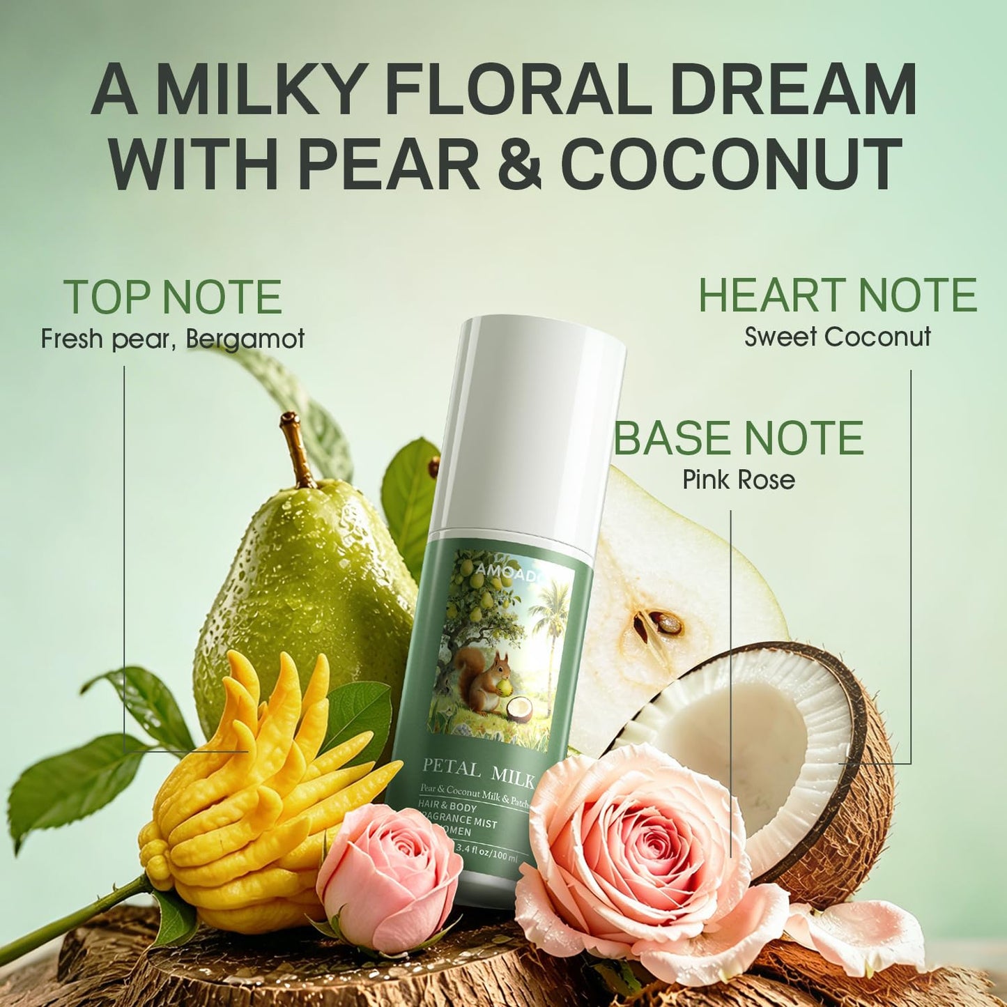 Hair & Body Perfume Mist Set for Women, Fresh Fragrance Spray for Hair & Skin & Fabric, Lightweight Long Lasting Travel Size Women's Fragrances Trio Gift Set (Fruity & Floral & Coconut Milk Scents)