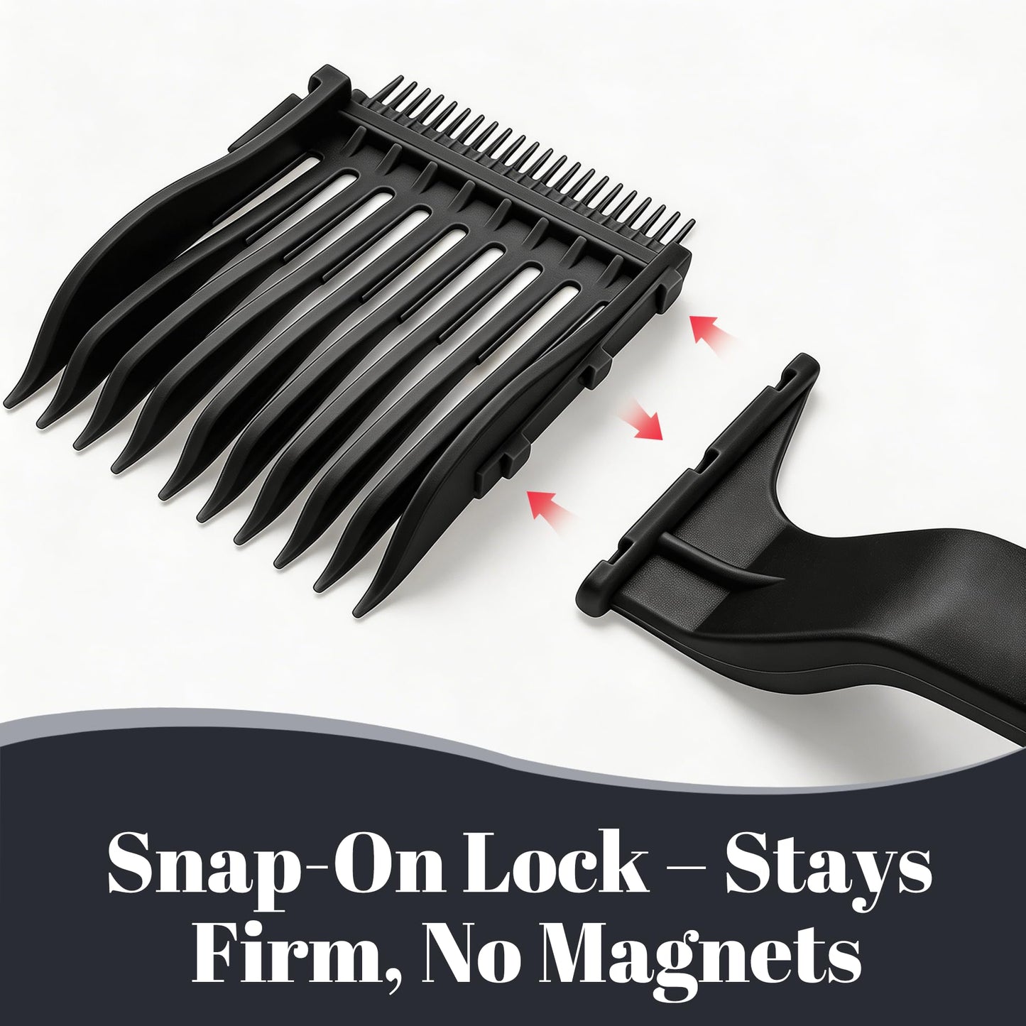 4-in-1 Detachable Blend Friend Fade Comb Set, Snap-on Interchangeable Barber Fade Comb, Pro Hair Cutting Tools for Fade, Taper & Blend, Compatible with All Hair Clippers for Home Salon for Men (Black)