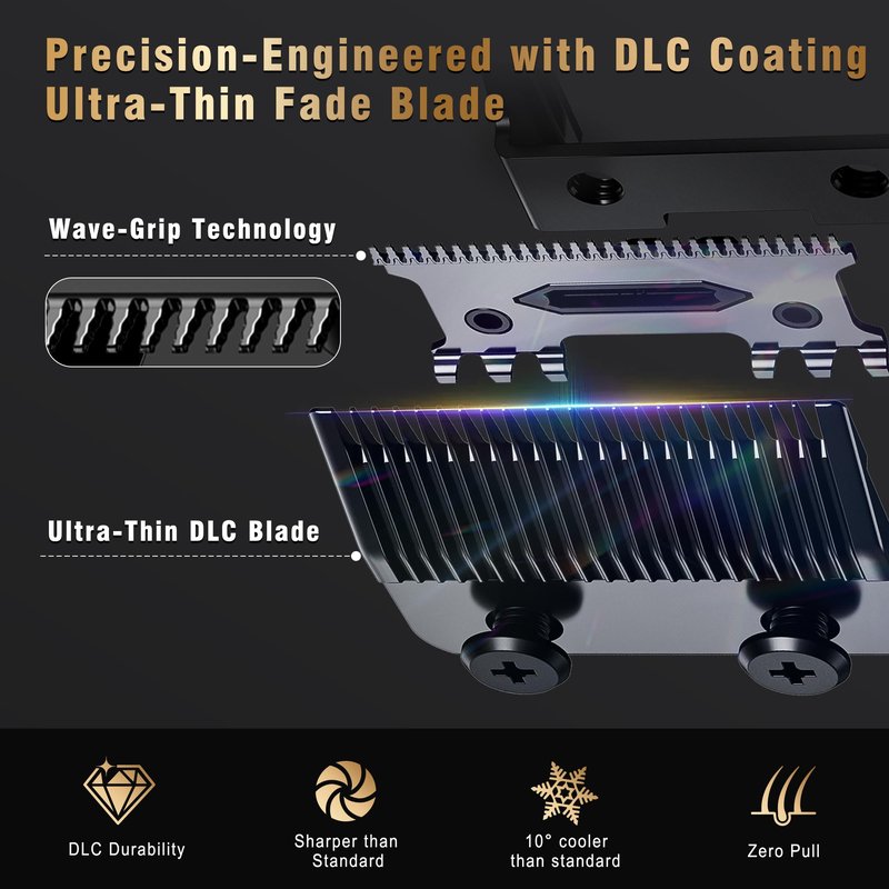 Phantom Professional Hair Clippers for Men, Cordless Barber Clippers & Trimmer Set with Magnetic Levitation Motor (Vector Motor), 13000 RPM DLC Blades, Zero-Gap Trimmer for Fades, Blends & Line Ups