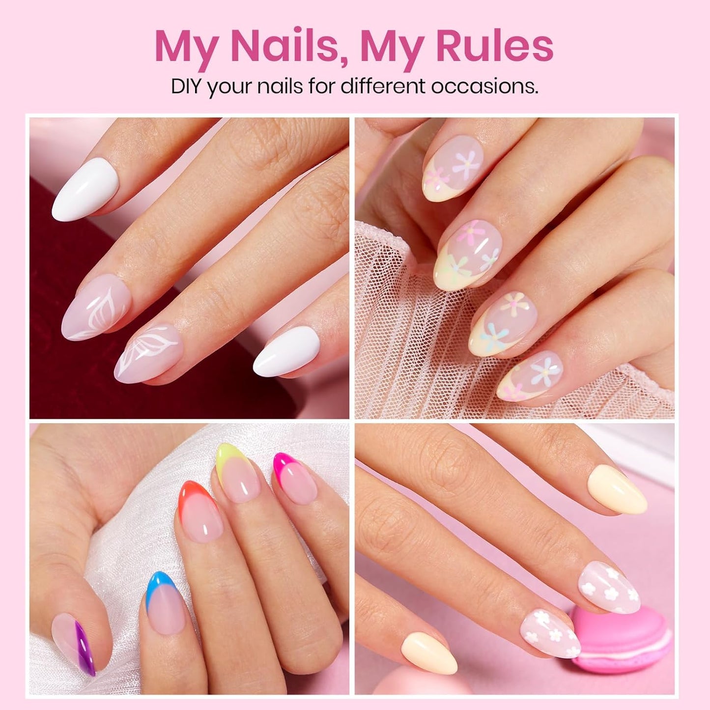 Almond Nail Tips - 288 PCS Clear Full Cover Pre-Shaped Gel Extensions for Nail Art | 12 Sizes Available