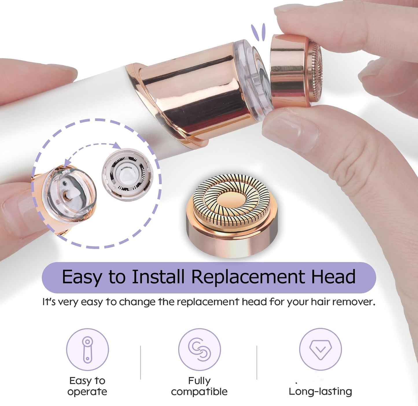 Generation 2 Replacement Heads for Flawless Facial Hair Remover Replacement Head,Suitable for Flawless Replacement Heads Gen 2 for Flawless Facial Hair Remover for Women,As Seen On TV.(4 Pack)