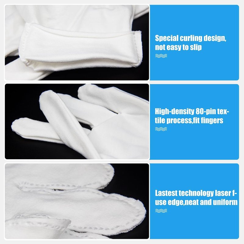 Breathable Cotton White Gloves - Moisturizing Eczema Sleep Gloves for Men & Women | Washable, Ideal for Dry Hands