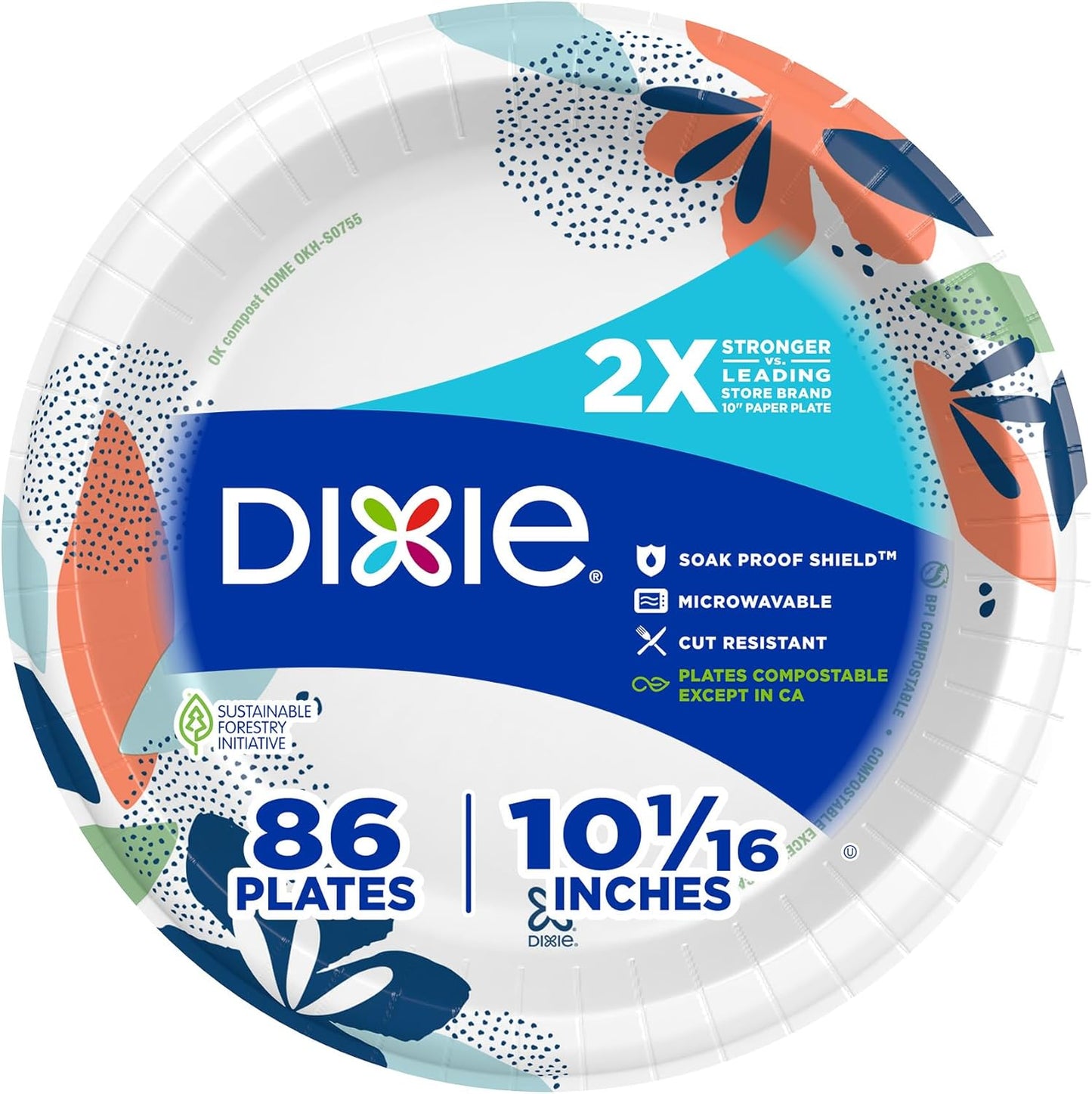 Dixie Paper Plates - Medium 8.5 Inch, 90 Count | Microwave-Safe, Soak-Proof & Cut Resistant Disposable Dinnerware