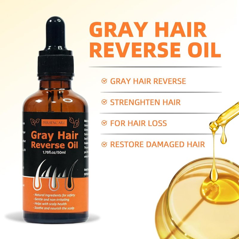 Herbal Gray Hair Reverse Essential Oil - Darkening Conditioner & Growth Serum | Usma Polygonum Multiflorum Blend