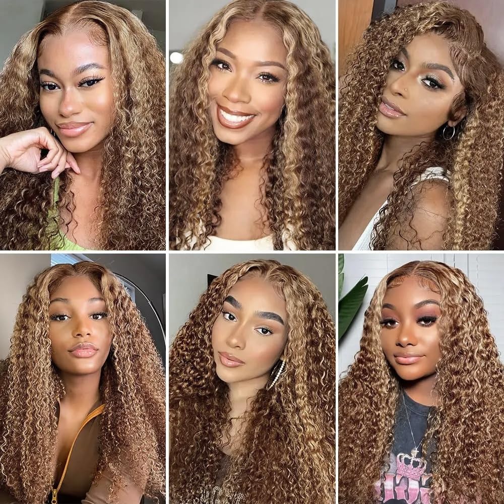 P427 Human Hair Bundles Highlight Water Wave Bundles 18 20 22 inch Dark Brown Human Hair Bundle Brown and Honey Blonde Color 150g