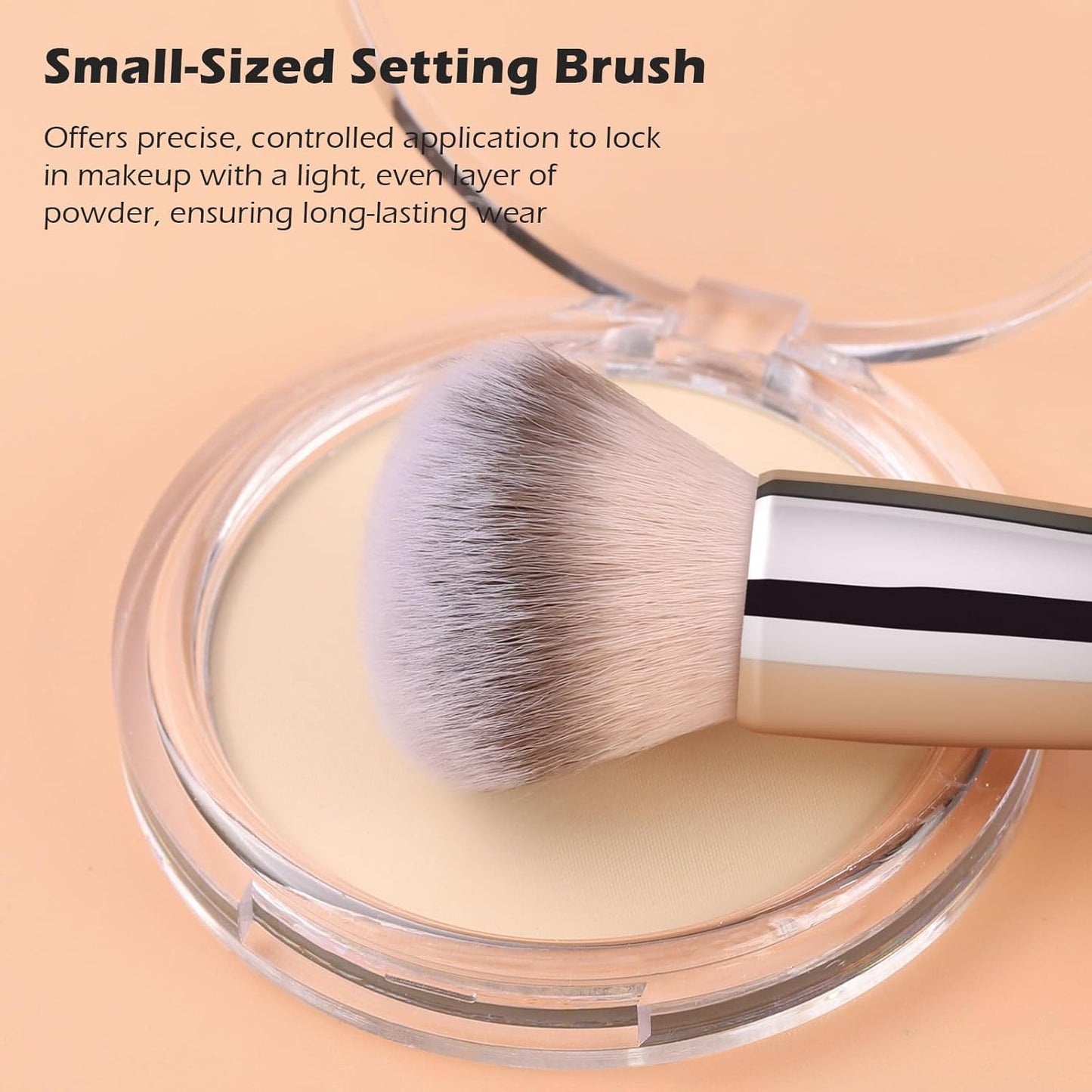 Dual-Ended Setting Powder Brush - Plush Fluffy Synthetic Bristles for Bronzer & Contour