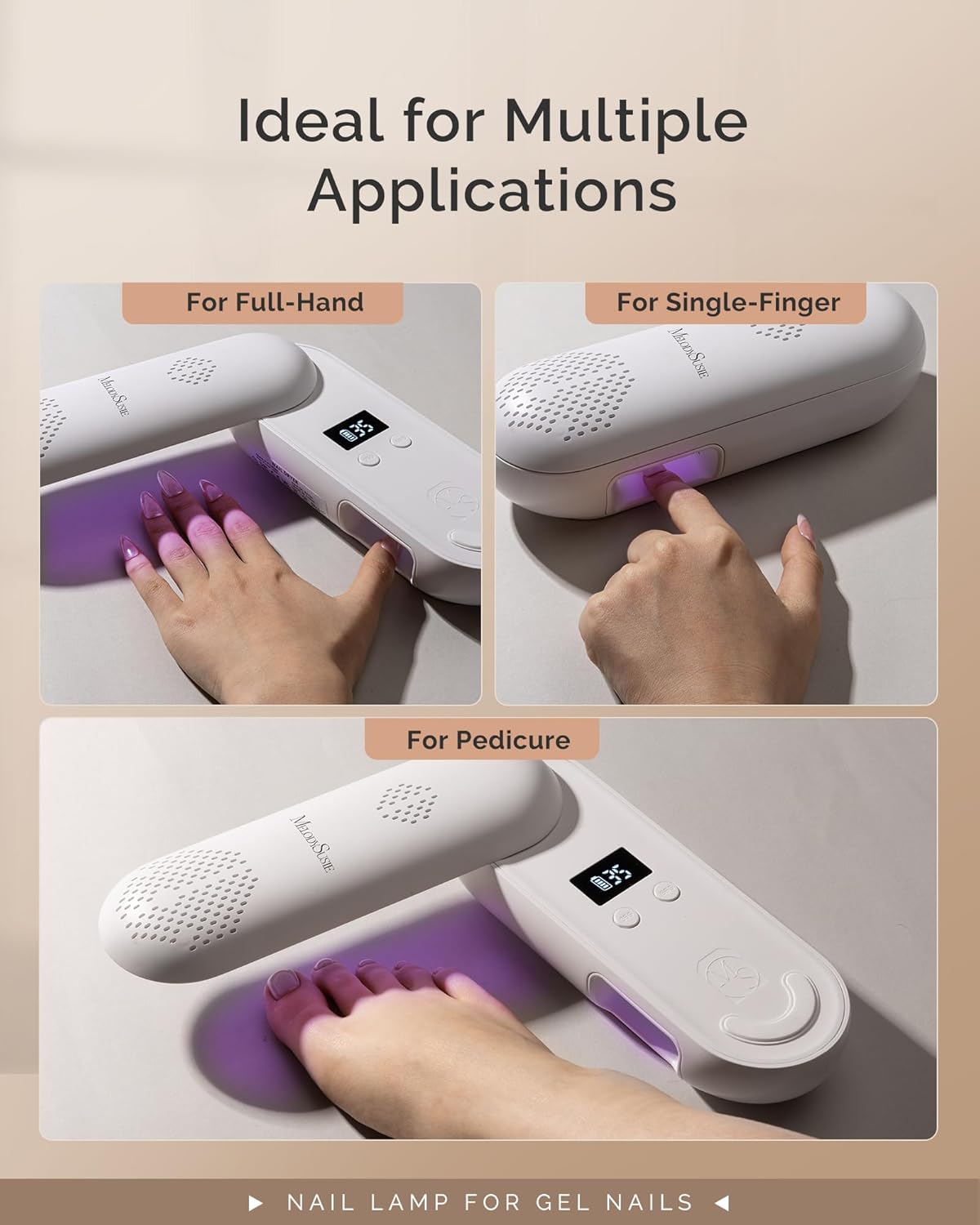 MelodySusie Cordless UV Nail Lamp - Rechargeable, Rotatable Panel for All Gel Curing | Pink