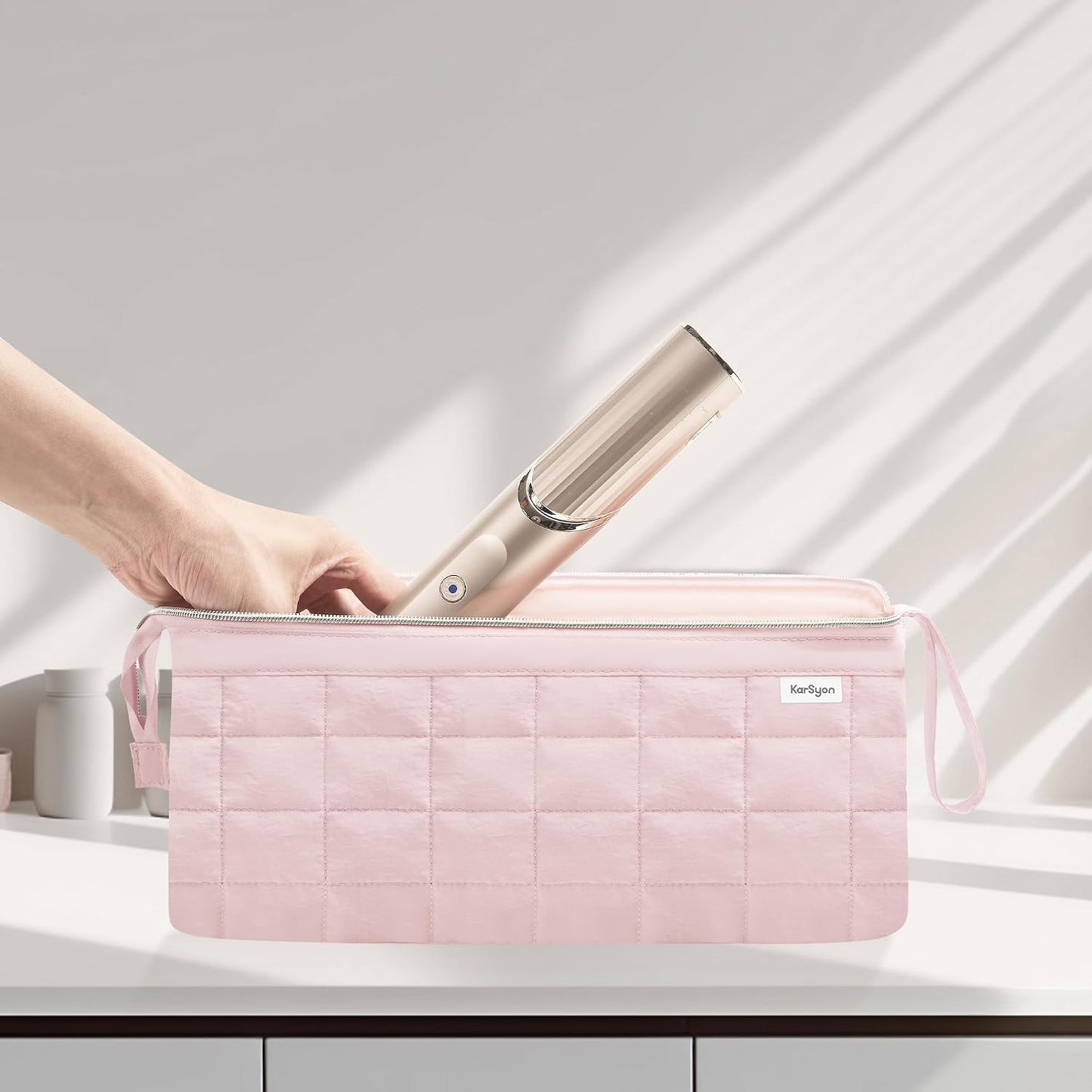Dyson Airwrap Travel Bag Organizer - Stylish Pink Case for Hair Tools & Accessories | Fits Shark Hair Dryer & Revlon Attachments