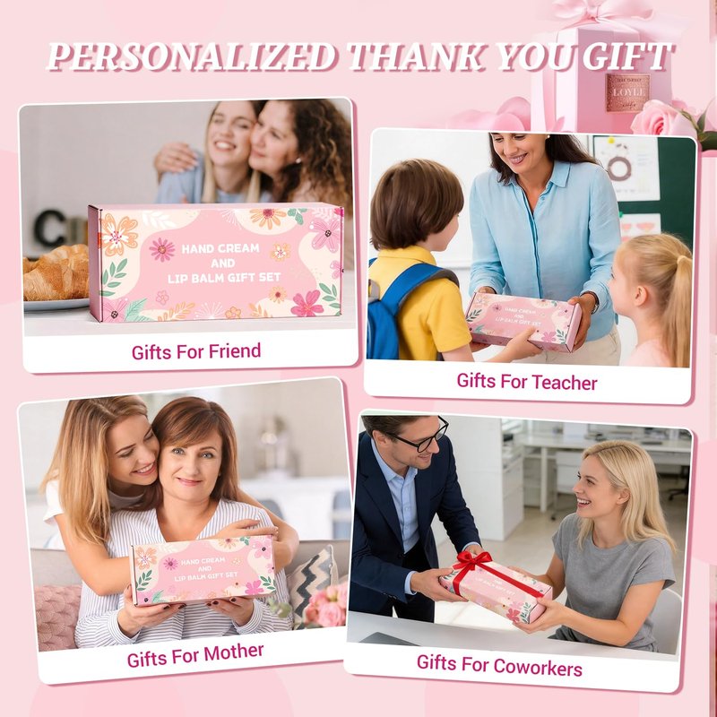 Lip Balm Bulk Gift Set - Hand Cream & Thank You Card | Perfect Teacher Appreciation & Spa Party Favors