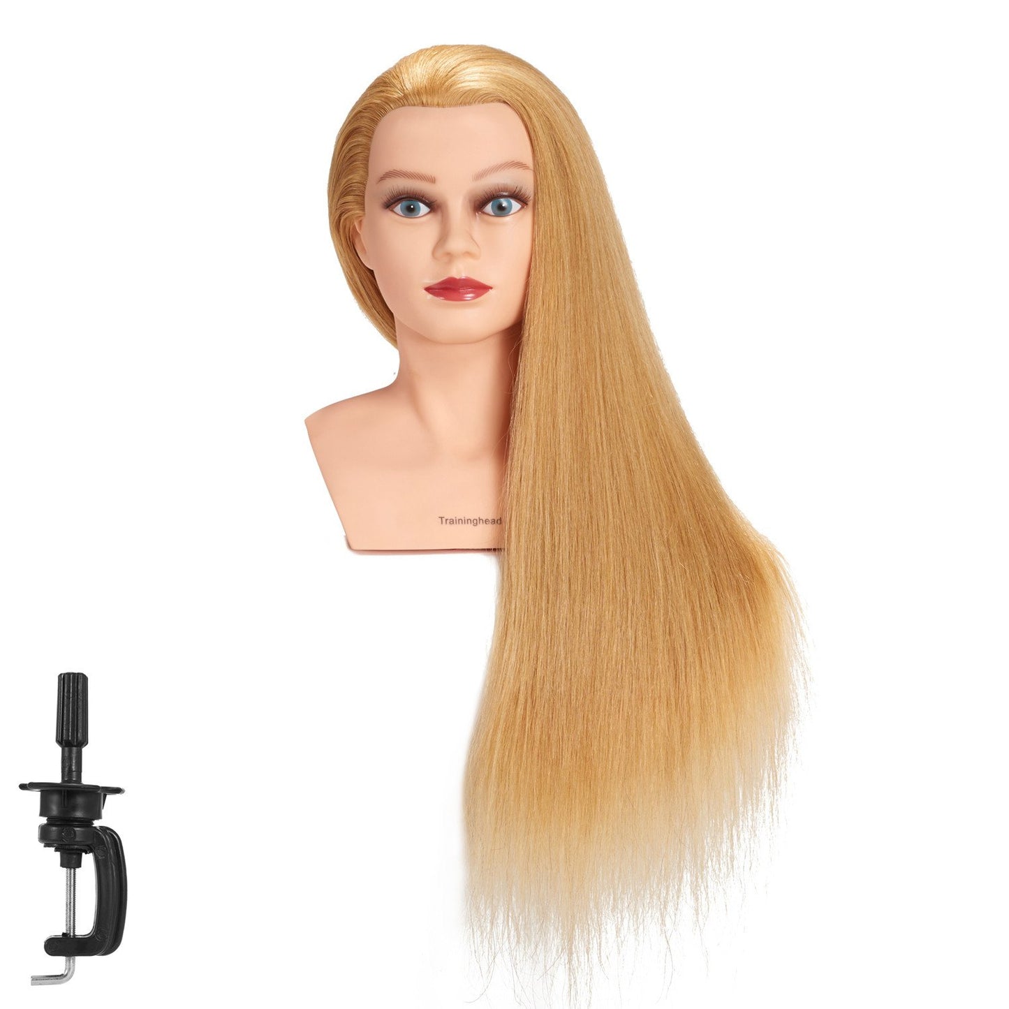 Traininghead 28-30" 100% Human Hair Mannequin Head Hairdressing Training Practice Head Hair Styling Cosmetology Manikin Doll Head With Clamp Stand