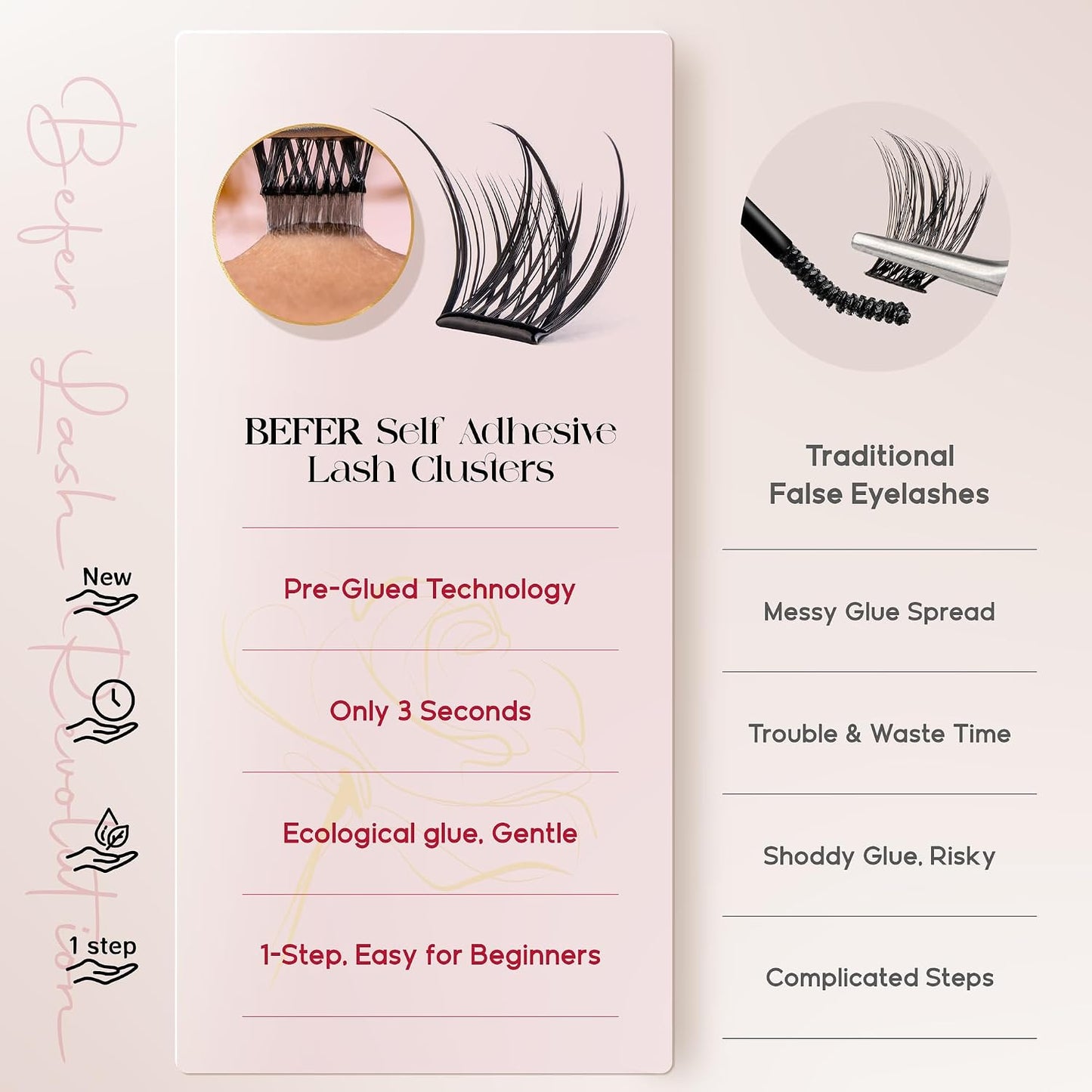 Self-Adhesive Eyelash Clusters - D Curl 10-16MM | Natural Look, Reusable & Easy DIY Application