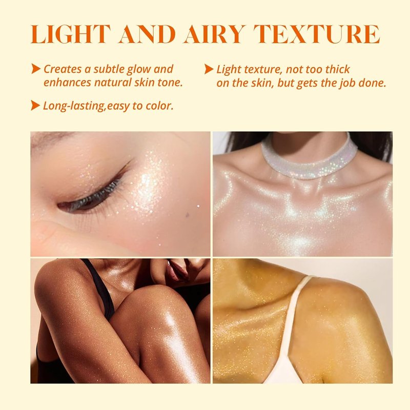 Liyalan Shimmer Body Oil - Glow Enhancing Highlighter | 1.0 fl. oz, Gold (#02)