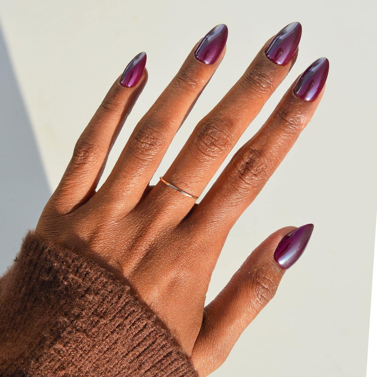 Glamnetic Press On Nails - Cherry Bomb Short Almond Fake Nails with Glossy Red French Tips | 30 Nail Kit with Glue in 15 Sizes
