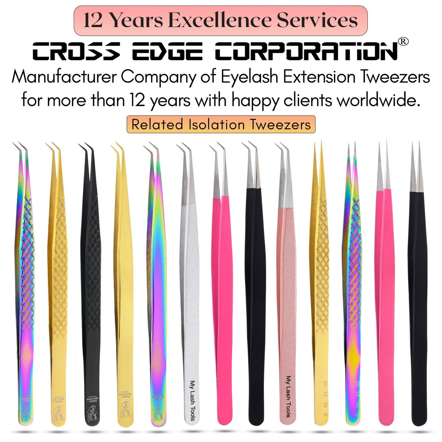 My Lash Tools New Isolation Lash Tweezers For Eyelash Extensions Best for Individual Isolation & Classic Lashes Japanese Stainless Steel Lightweight Precision Lashing Twisers