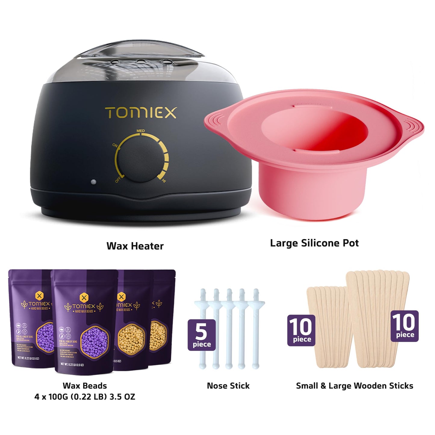 Waxing Kit for Hair Removal – Wax Warmer with Large Silicone Pot and Hard Wax Beads for Brazilian, Full Body, Face, Eyebrows, and Bikini Waxing – Ideal for Women, Men