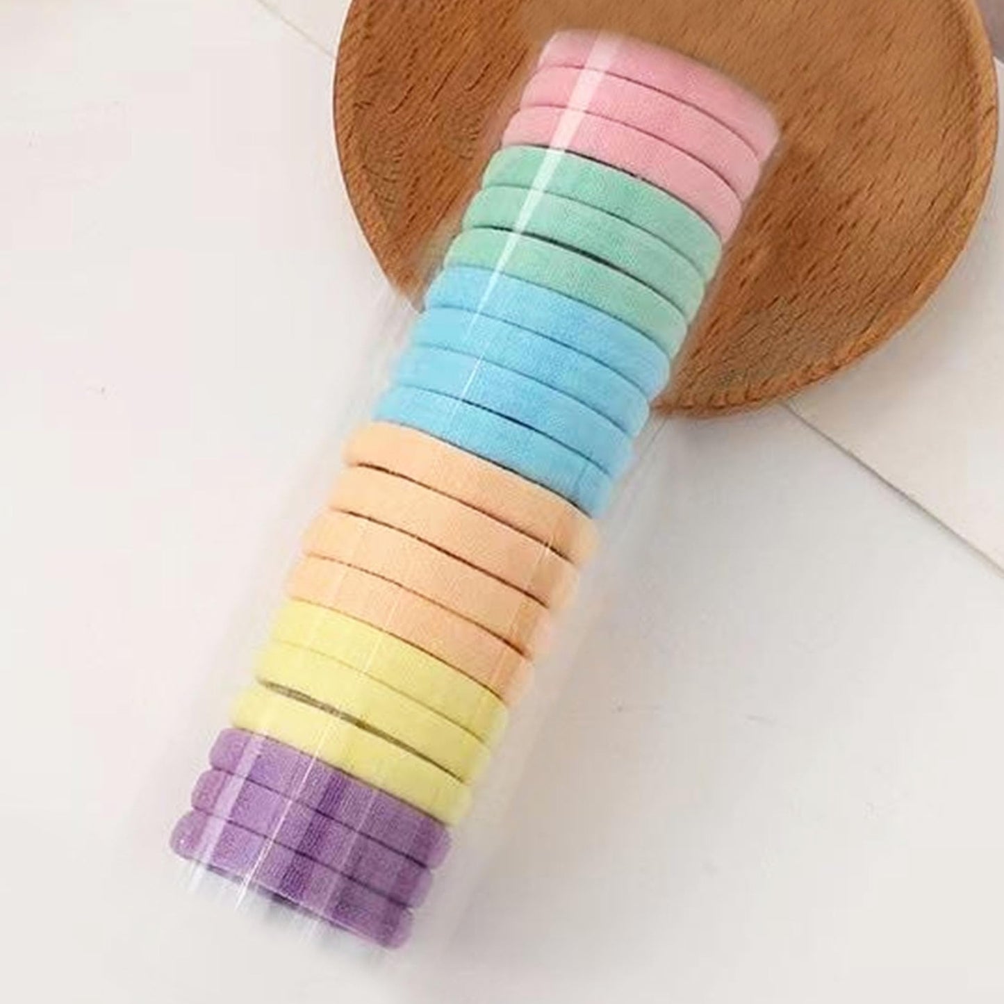 20Pcs Elastic Hair Ties, Thick Seamless Hair Bands No Damage Soft Ponytail Holders Hair Accessories for Girls Women, Neutral-candy color
