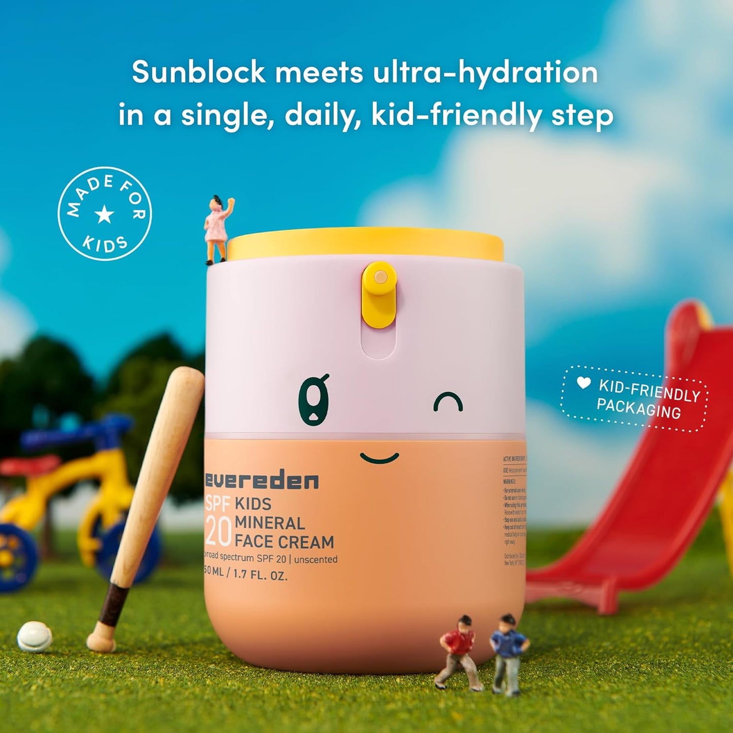 Evereden Kids Mineral Face Cream SPF 20 - Dermatologist-Tested Moisturizer with Vitamin B5 & Zinc Oxide | Fragrance-Free, Vegan
