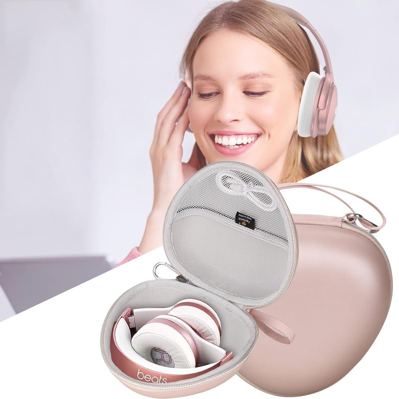 Aproca Case Compatible with Beats Studio Pro/Solo 4 / Solo3 / Studio3 Wireless On-Ear Headphones -Portable Storage Headset Bag for Accessories -Rose Gold (Case Only)