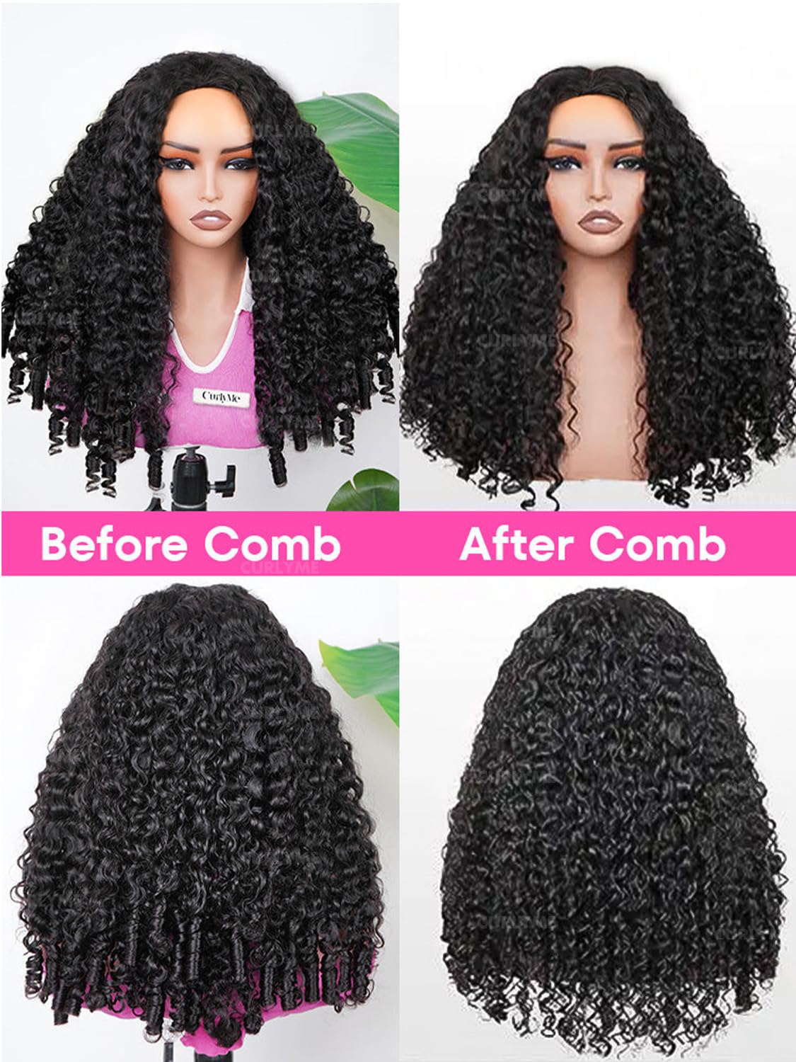 Burmese Curly Half Wig - Human Hair Flip Over Design | Glueless Headband Wig for Women - 18 Inch