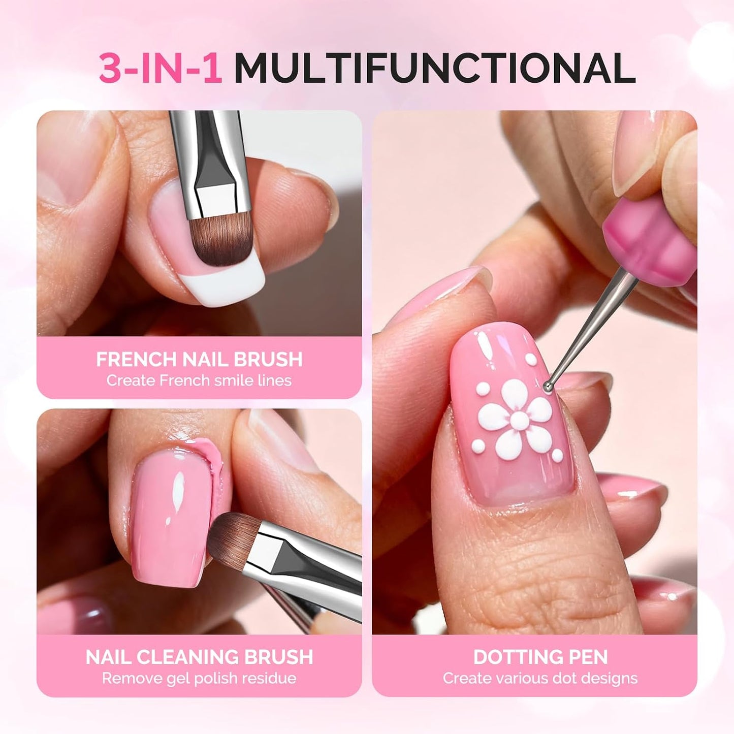 Dual-Ended French Nail Brush & Dotting Pen Set - Nail Art Tool with Holder | Blue, Size #12