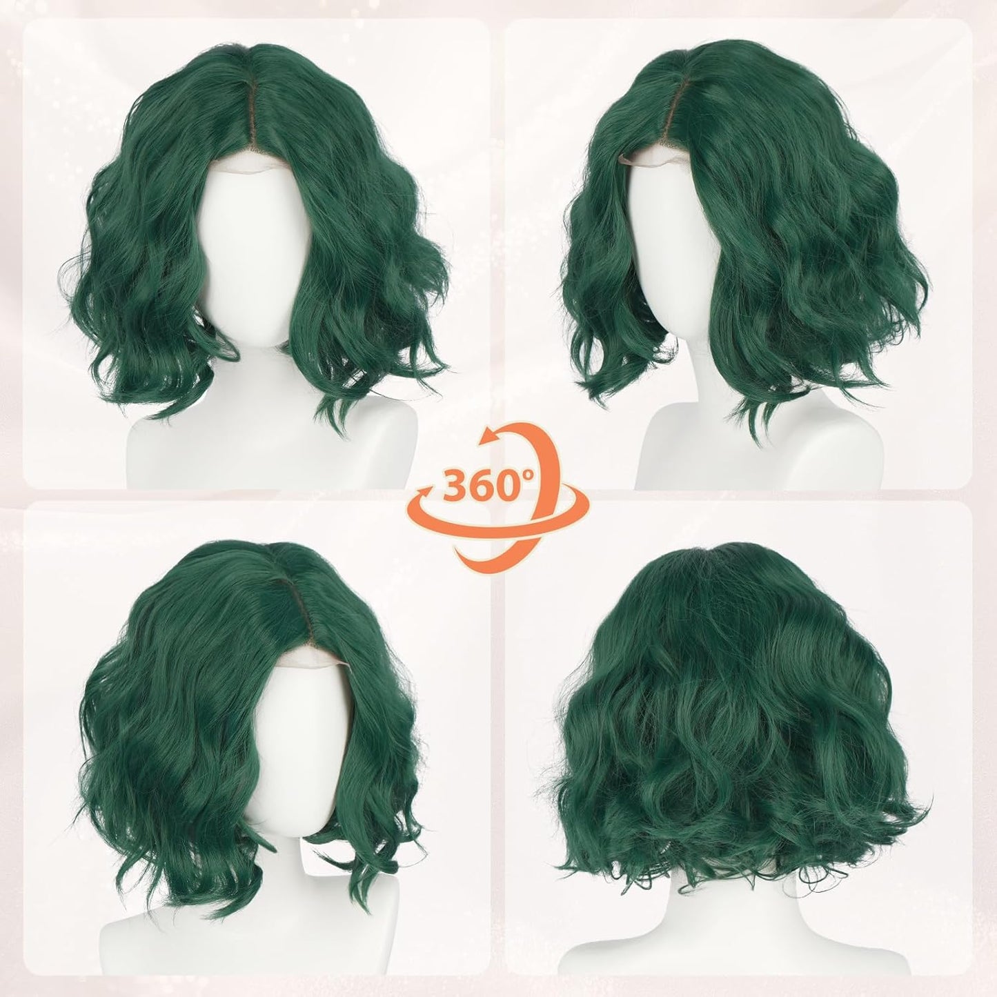 Blonde Bob Wig for Women - Lace Front Short Soft Wavy Curly Synthetic Hair | 11 Inch Natural Look