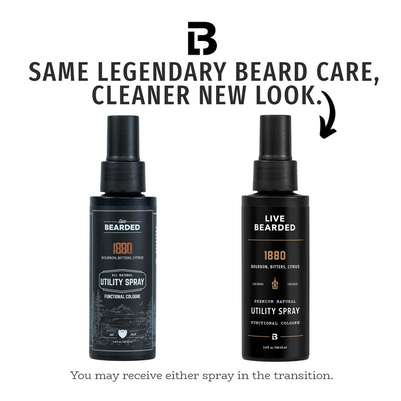 Live Bearded Utility Spray - All Purpose Cologne with Natural Fragrance - Made in the USA - 3.4 fl oz Bottle | 1880 Scent - Bourbon, Bitters, Citrus