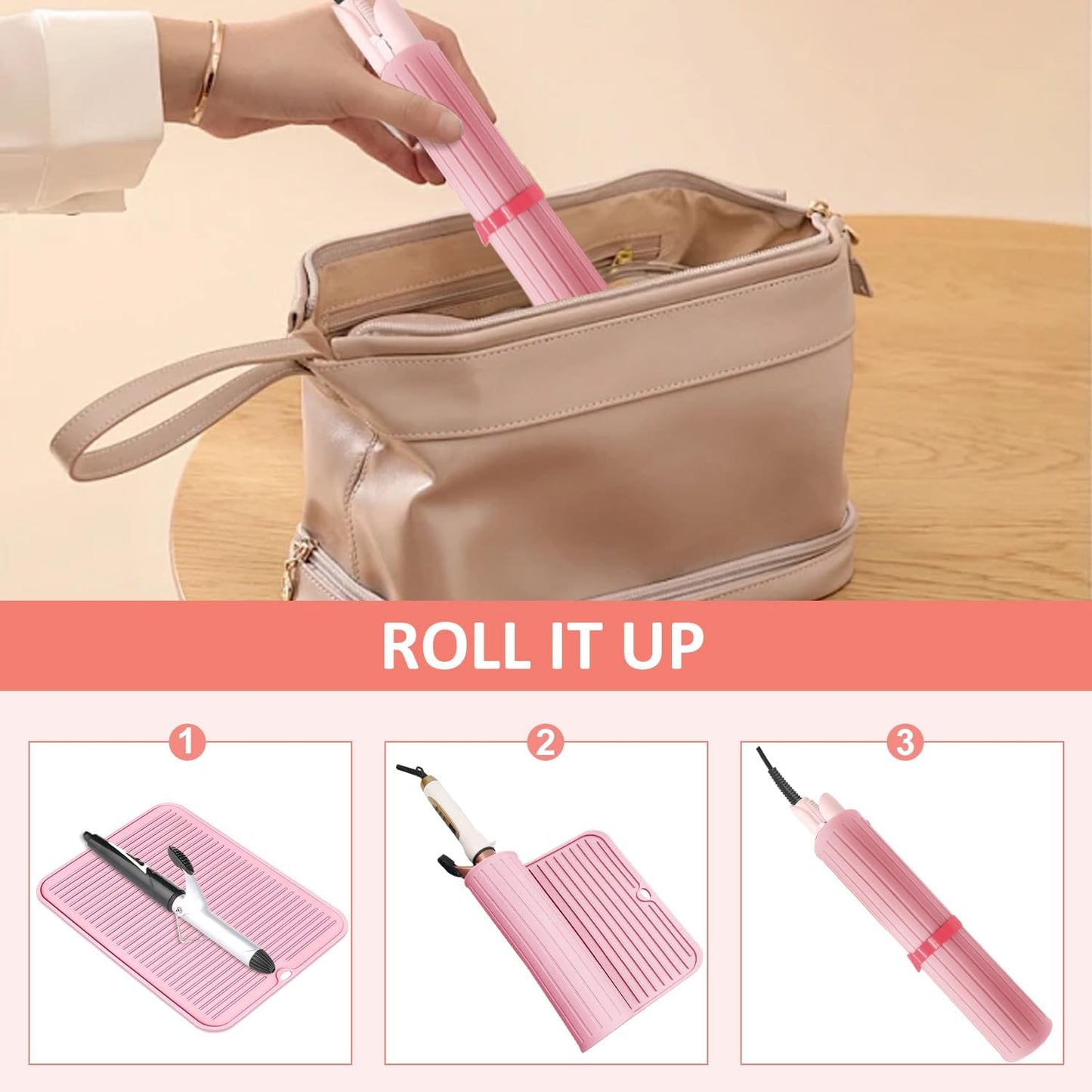 Heat Resistant Silicone Mat for Hair Styling Tools - Protects Surfaces | Ideal for Curling Irons & Flat Irons