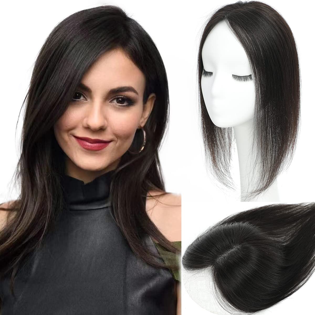Aimeolyn Hair Toppers for Women - 16-Inch Real Human Hair | 8x8 Inch Big Base Coverage