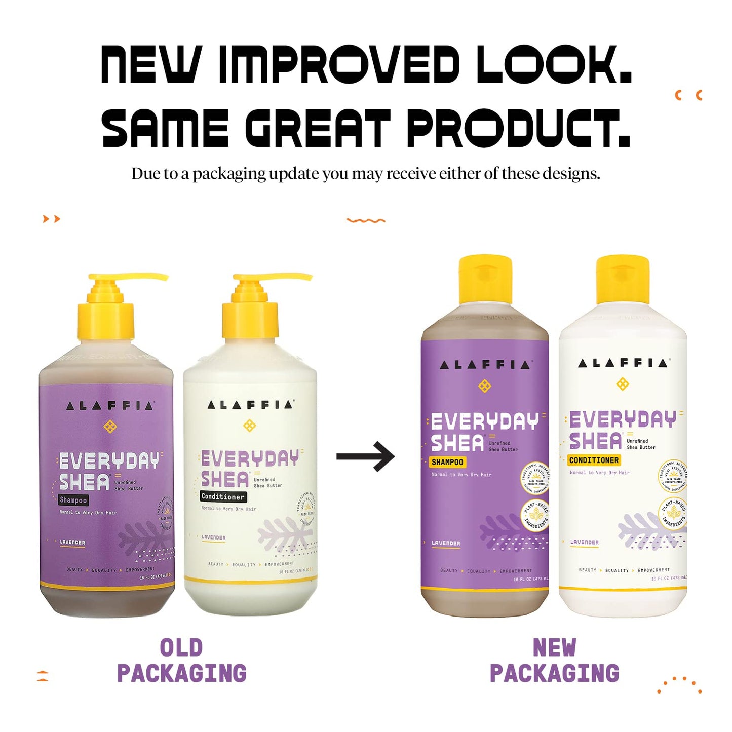 Alaffia Lavender Shampoo & Conditioner Set - Sulfate-Free with Shea Butter & Coconut Oil | 16 Oz Each
