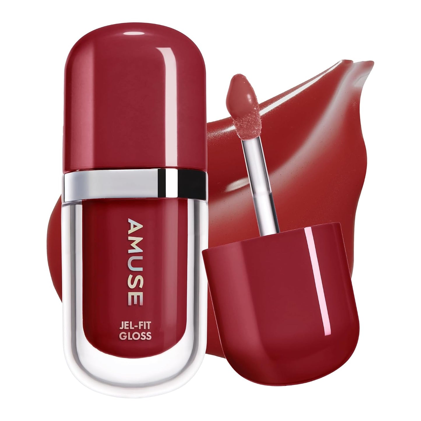 Jel-Fit Tinted Lip Gloss - Caffeine Cherry Ultra Shine Plumping Lip Stain | Hydrating Vegan K-Beauty Tint