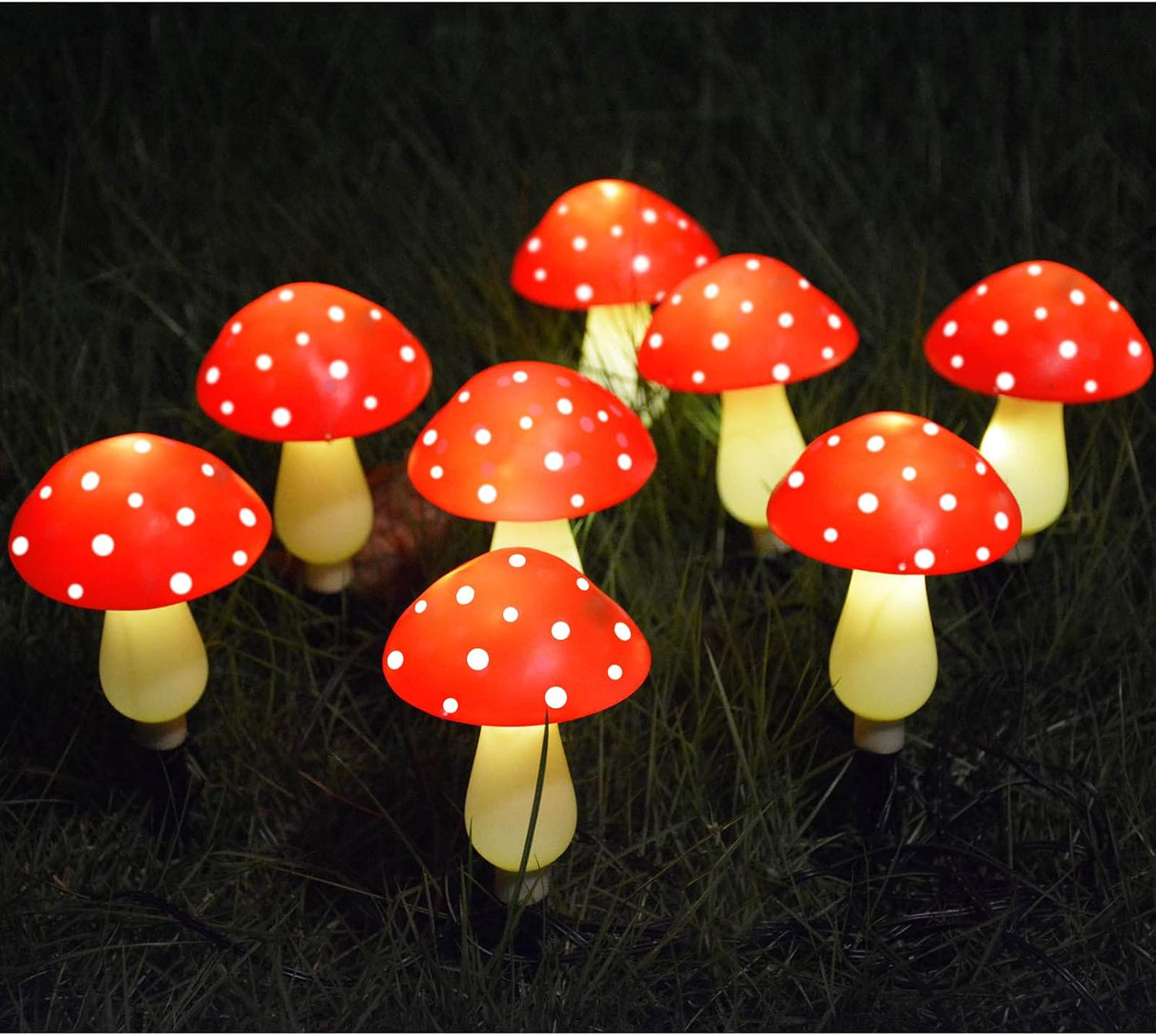 Solar Mushroom Lights - 8 Pack Waterproof Solar Garden Decor | 8 Lighting Modes for Outdoor Pathway & Landscape