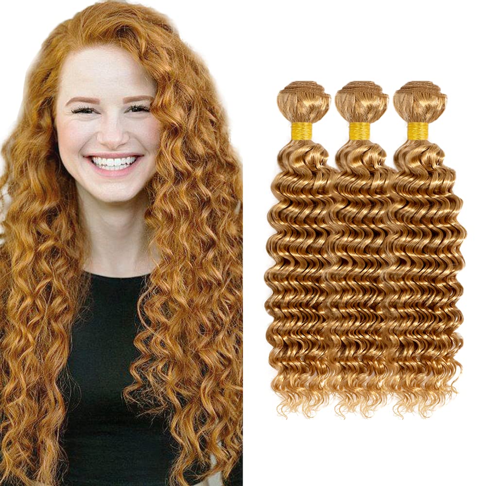 Brown Human Hair Bundles - 30/32/34 Inch Deep Wave, Dark Brown, 8A Grade Brazilian, 300g, No Tangle