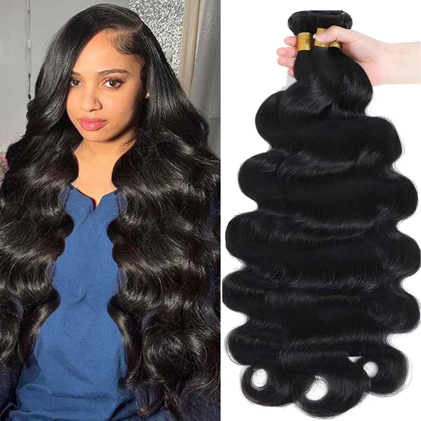Body Wave Human Hair Bundles - 12A Unprocessed Brazilian Virgin Hair | 20, 22, 24 Inch for Black Women