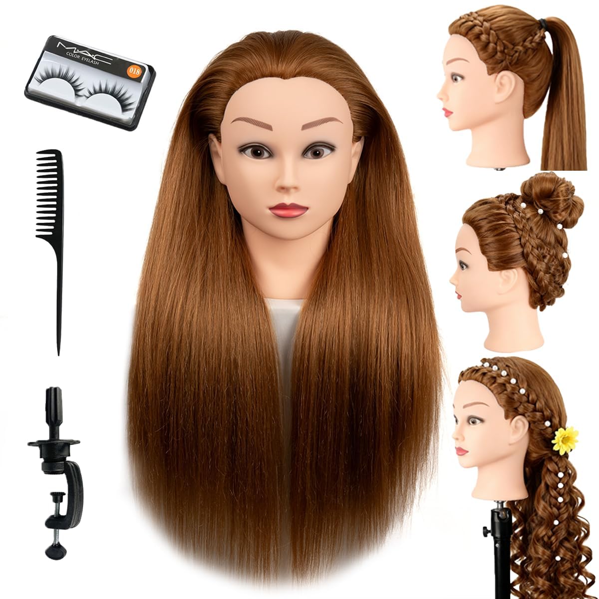 Human Hair Mannequin Head for Hairstyling | Heat Resistant Doll Head for Cosmetology Practice (Blond 27#)