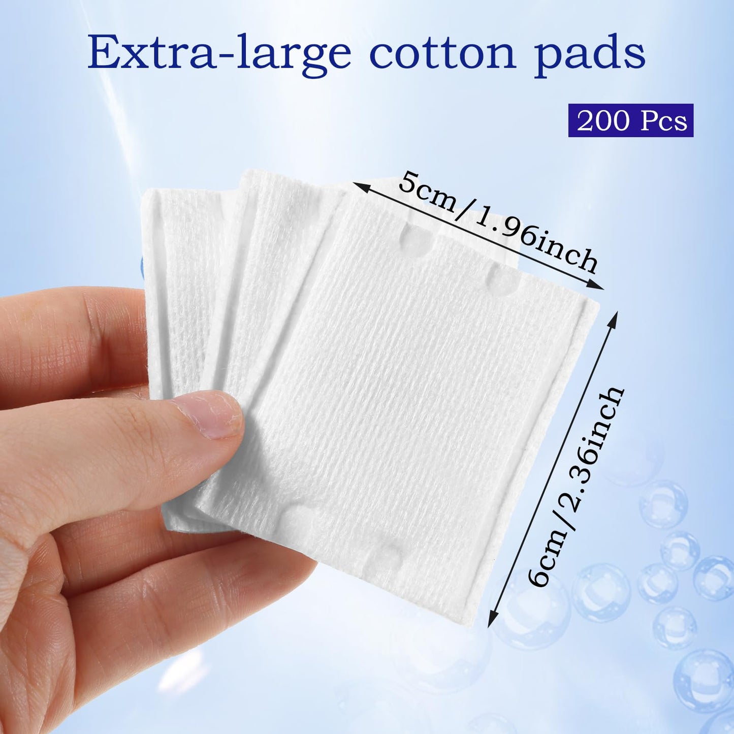 200 Pcs Soft Square Cotton Pads for Face Makeup Remover Pads Facial Pad for Makeup Removal, Nail Polish, Skincare, Cleansing Face and Toner Application Use Wet or Dry