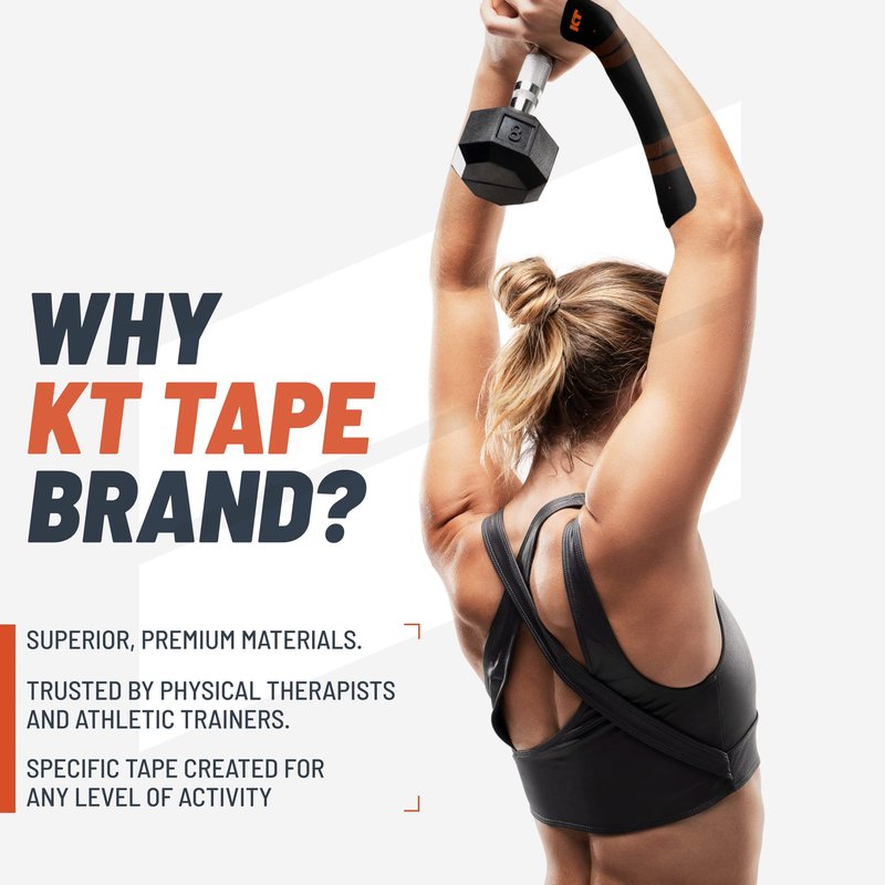 KT Tape, Pro Synthetic Kinesiology Athletic Tape, 20 Count, 10” Precut Strips, Stealth Beige
