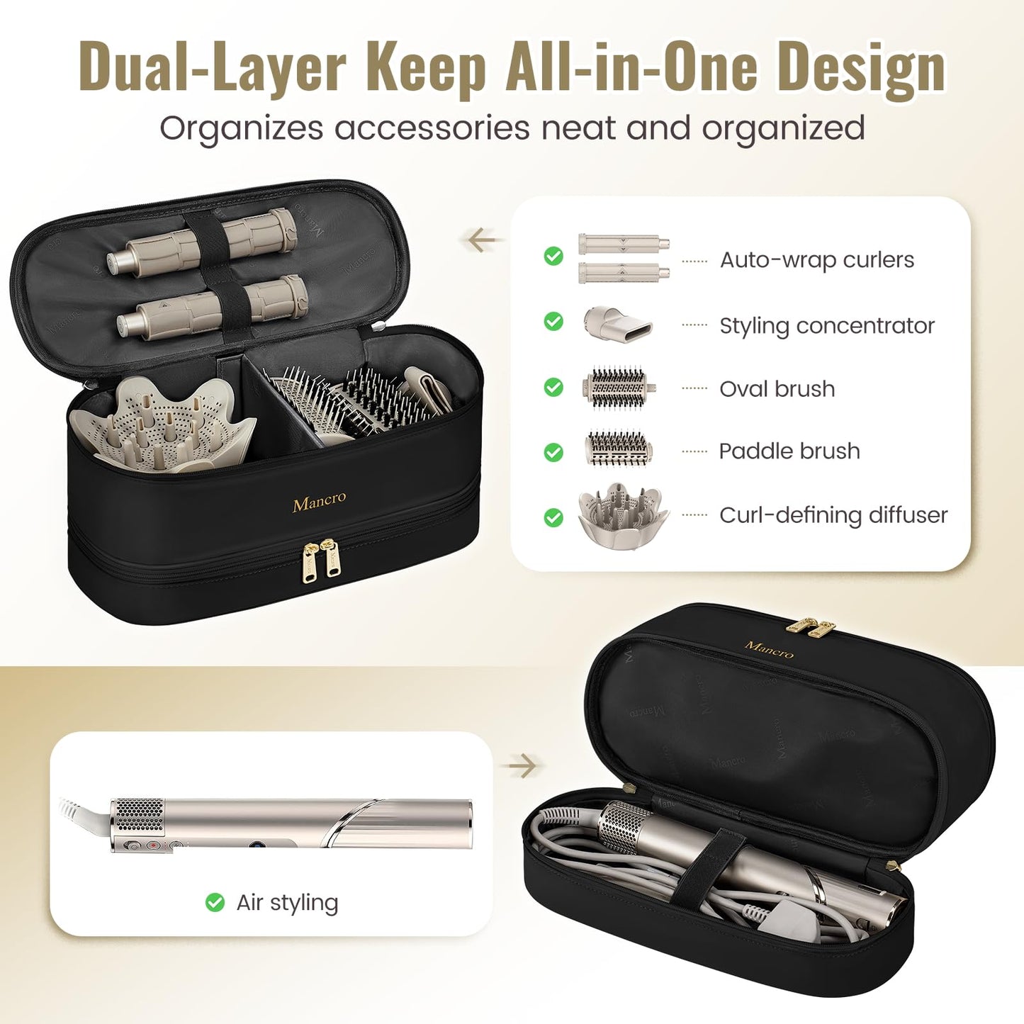 Mancro Dual Layer Carrying Case Compatible with Shark Flexstyle, Black
