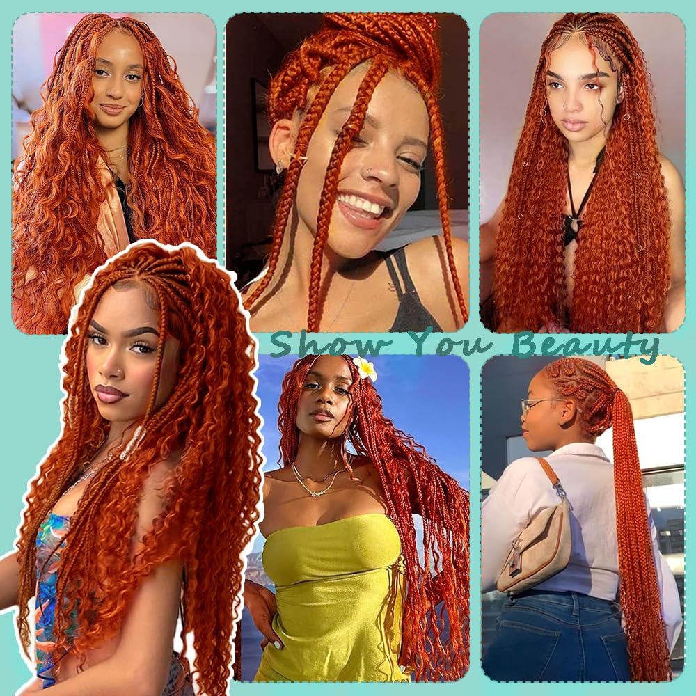 Ginger Boho Human Hair Deep Wave Bulk 26 26 26 Inch 350 Braiding Hair Deep Curly Orange Boho Human Hair Extensions for Woman