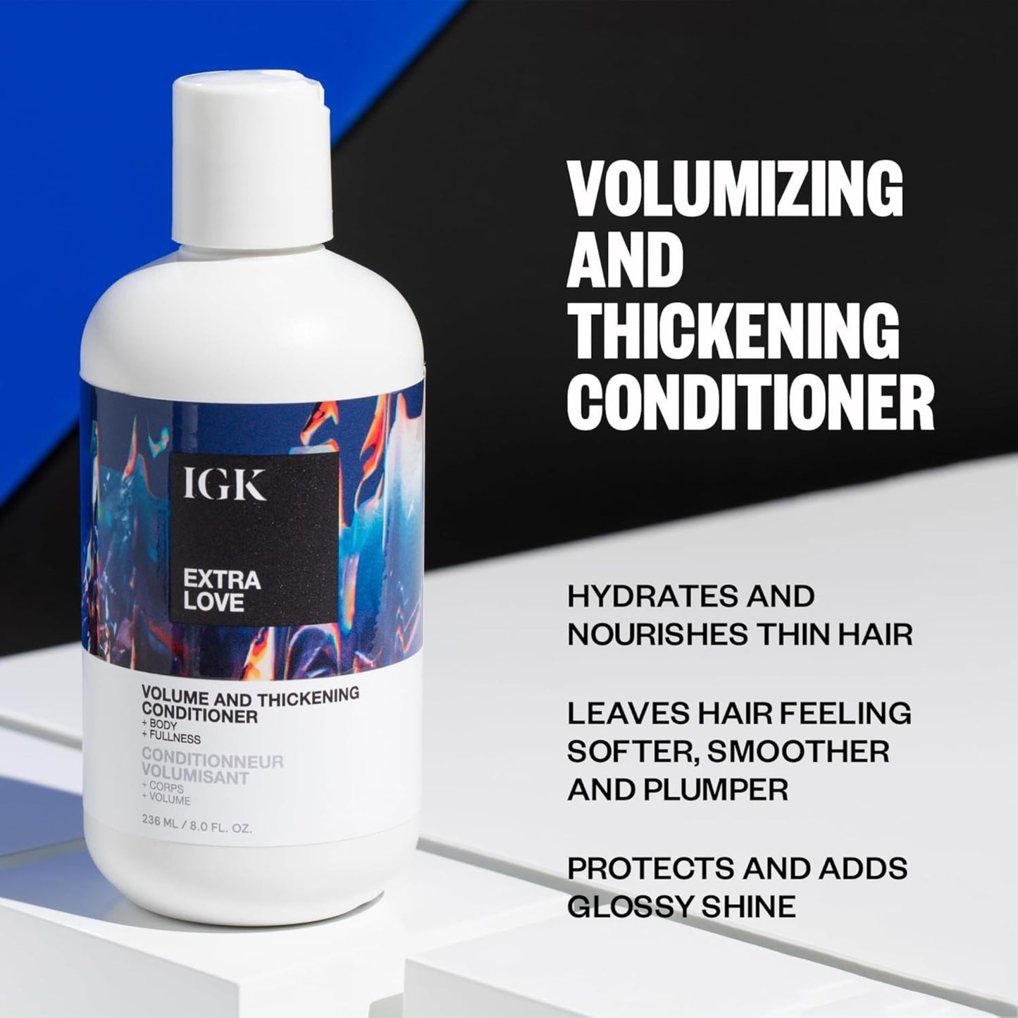 IGK EXTRA LOVE Volume & Thickening Conditioner | Adds Volume, Hydrates + Detangles While Supporting Hair Health | Vegan + Cruelty Free | 8oz