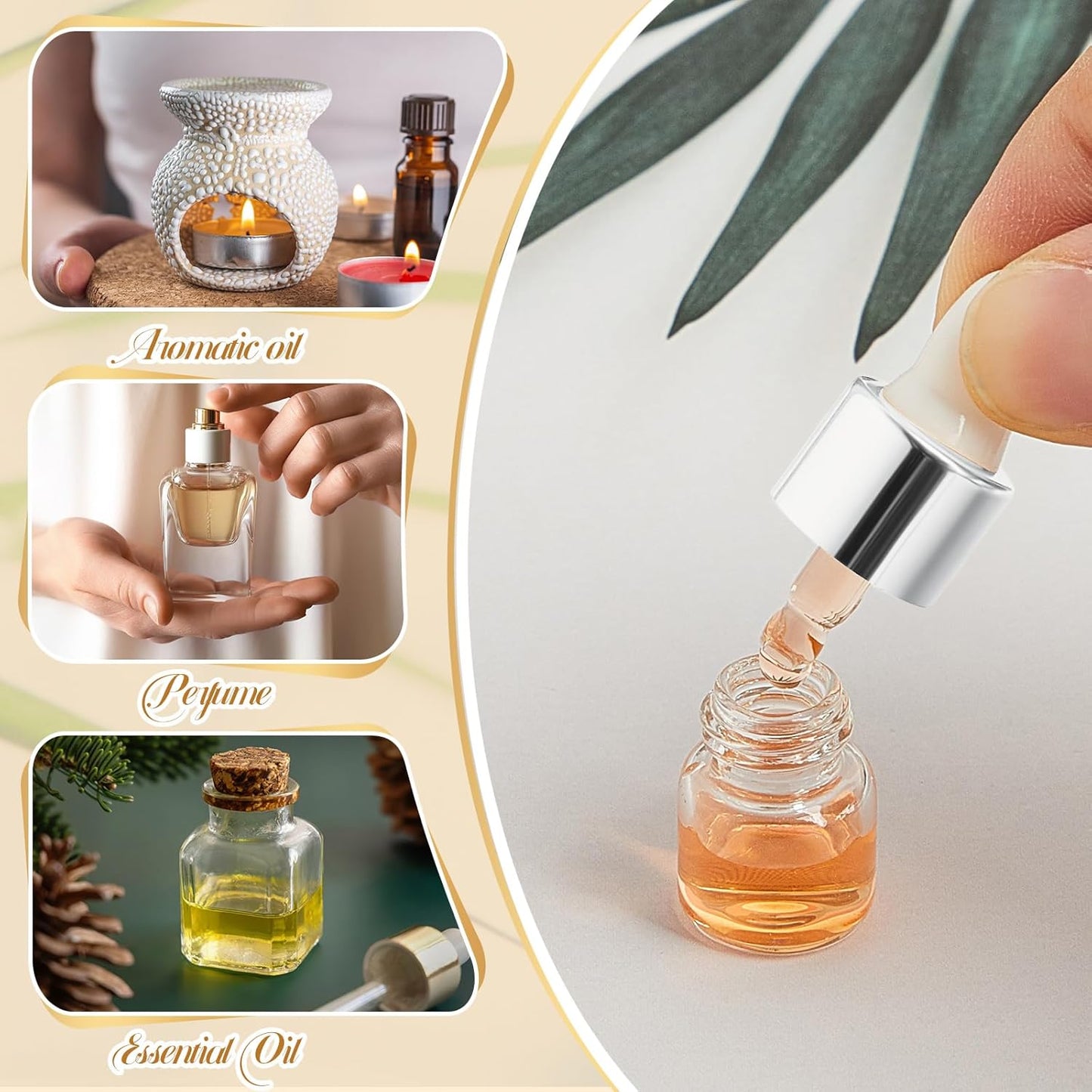 Mini Glass Oil Dropper Bottles - 100 Pcs 1 ml Clear Essential Sample Containers | Travel-Friendly Perfume Vials with Caps