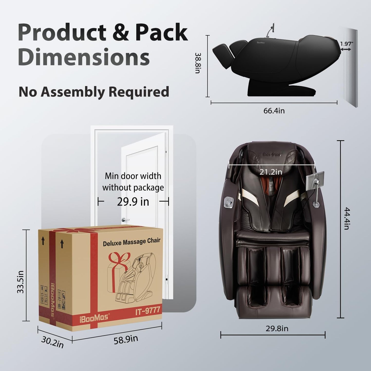 iBooMas Full Body Shiatsu Massage Chair - Zero Gravity, 6 Intensities, 18 Modes, 42 Airbags, Brown & Black