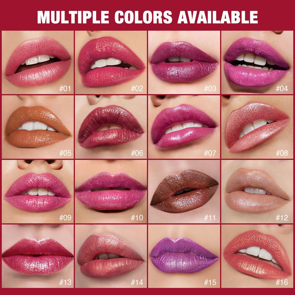 Mauve Pink Shimmer Metallic Moisturizing Glow Plumping Lipstick Makeup, Lipstick with Metallic 3D Shine Lightweight Hydrating Formula, Glitter Lip Gloss Stain Long Lasting Waterproof (07#Mauve Pink)