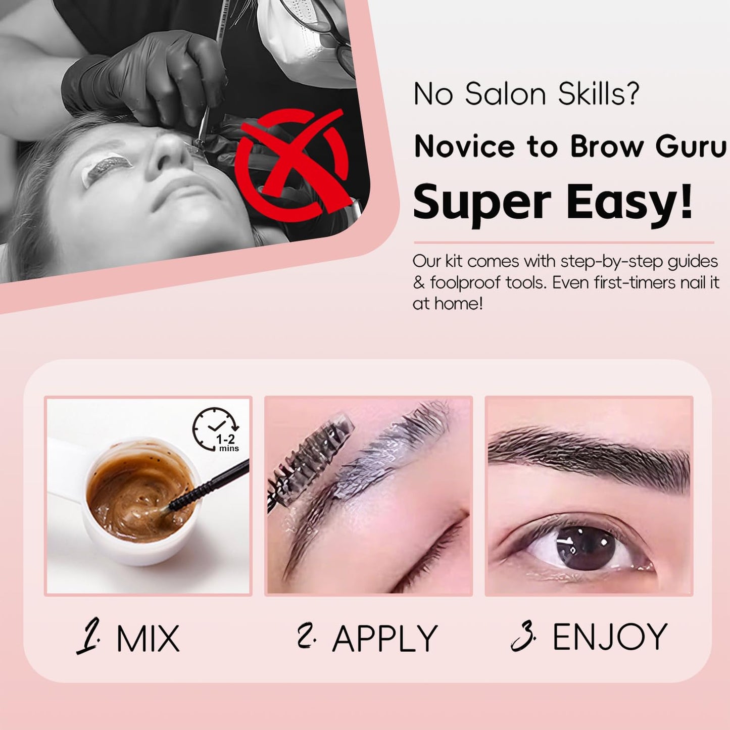 Brown Eyelash & Eyebrow Coloring Kit - Professional Gentle Formula for Sensitive Skin | DIY Salon Results, 7ML