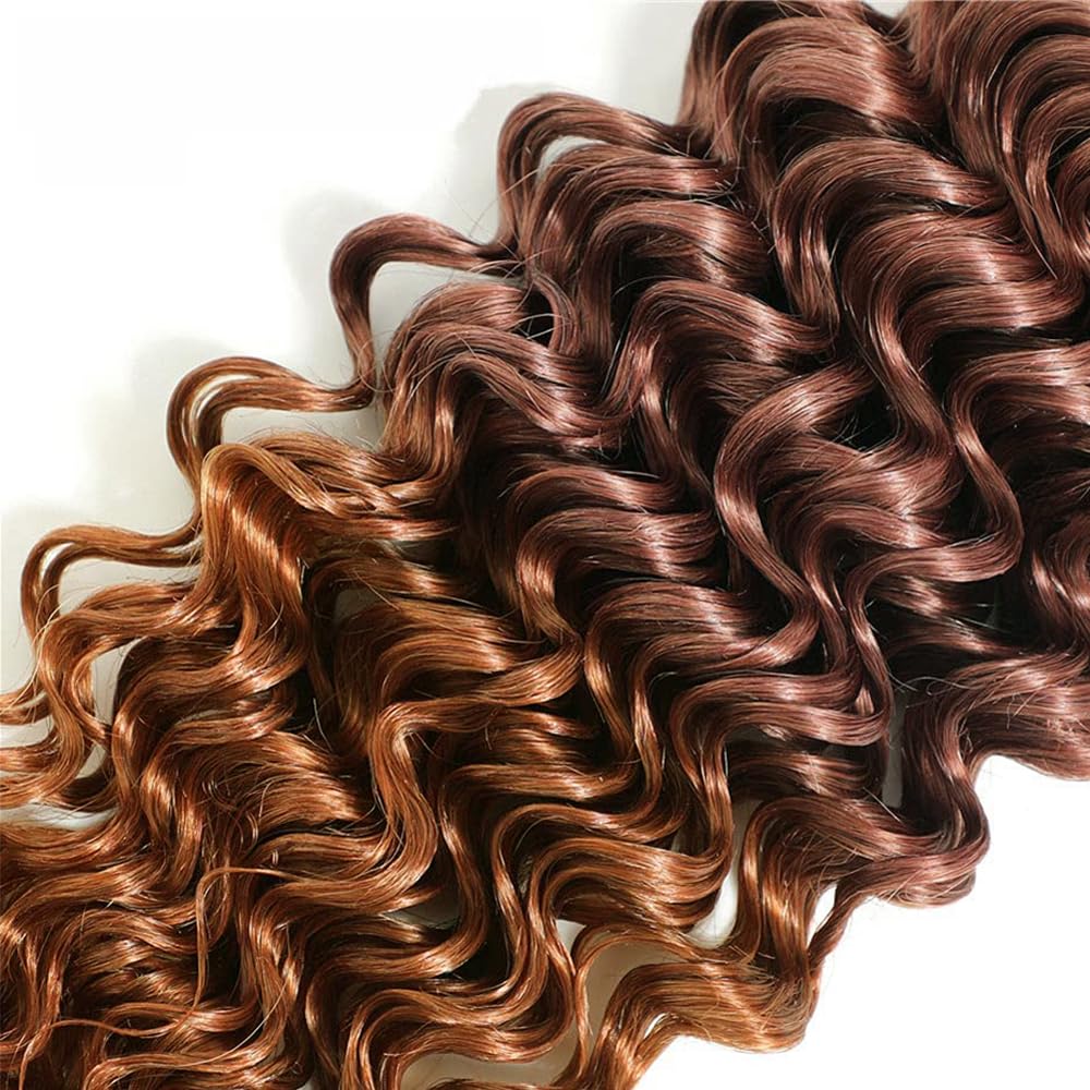1B430 Deep Wave Bundles Human Hair Chocolate Brown Bundles Human Hair 8A Brazilian Virgin Remy Hair 3 Bundles 28 30 32 Inch 4/30 Bundles Dark Brown Loose Wave Bundles No Tangle Hair Extensions