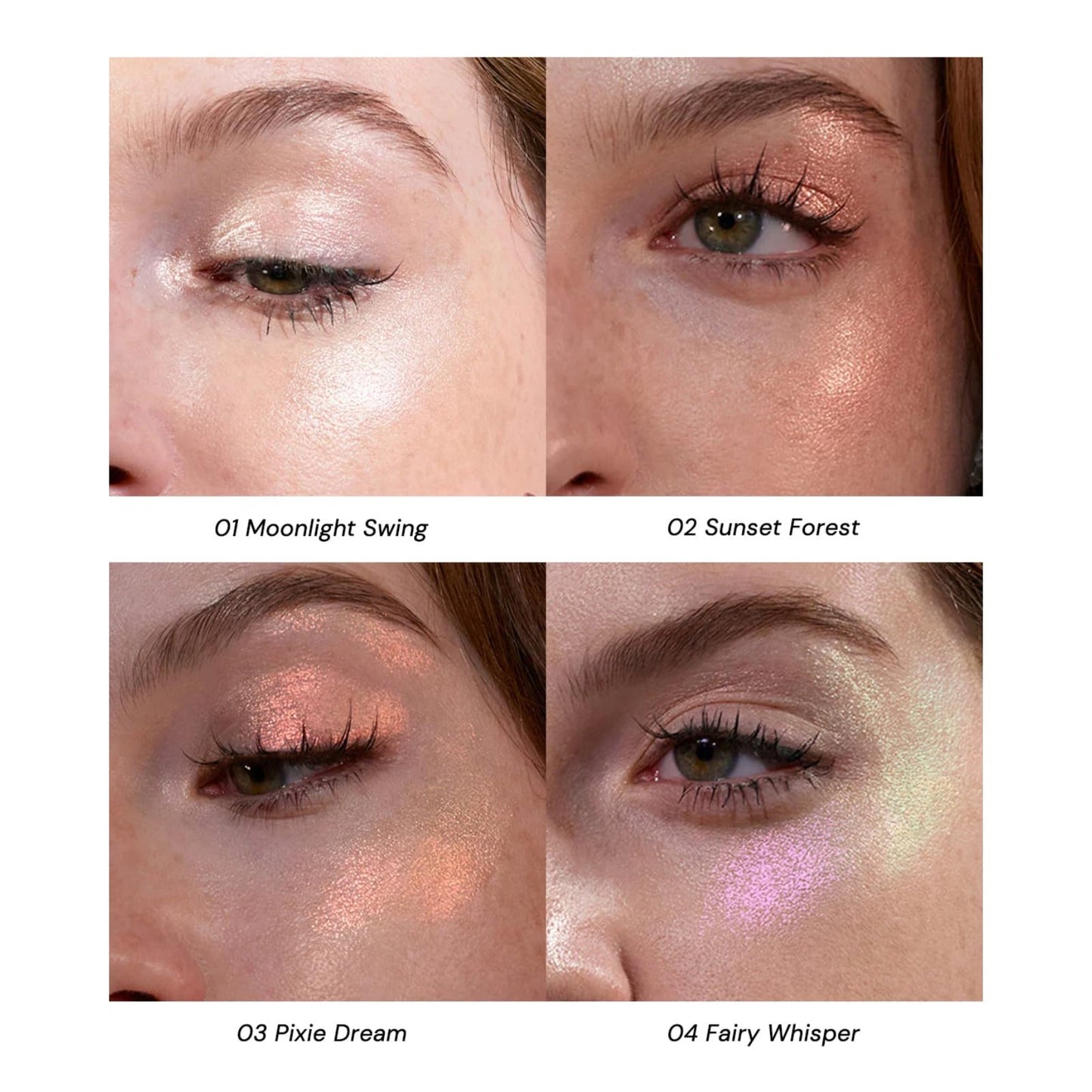 Flower Knows Midsummer Fairytales Liquid Highlighter&Eyeshadow,Silver Glitter Highlighter Makeup,Shimmer Face Illuminator,Blendable&Long-lasting face Highlighter for All Skin Tones(01 Moonlight Swing)