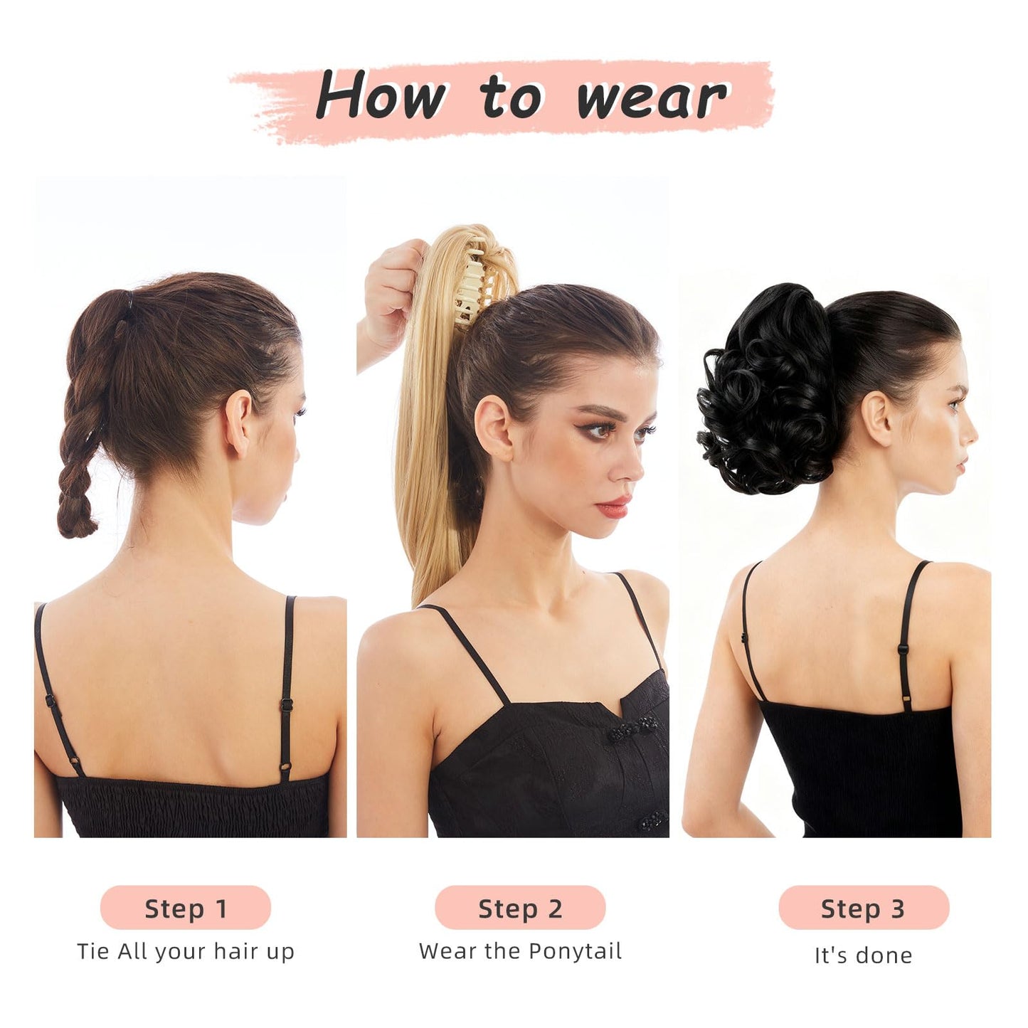 HEWEICSY Ponytail Extension, Clip on Ponytails for Women, 9" Claw Clip in Short Curly Wavy Pony Hair Extension for Women - Light Golden Brown