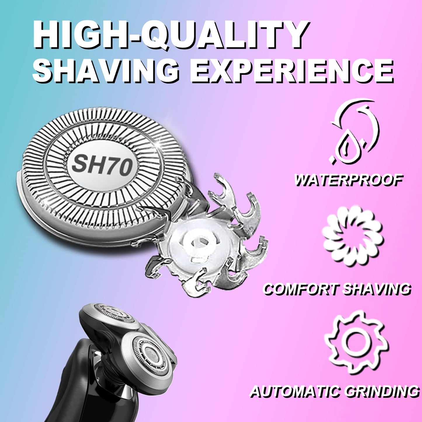 9 Packs SH70 Replacement Heads Compatible with P-hilips Norelco Series 7000 Replacement Heads,Electric Shaver Blades & Cutters Compatible with Series 7000, AquaTouch, PowerTouch Shavers