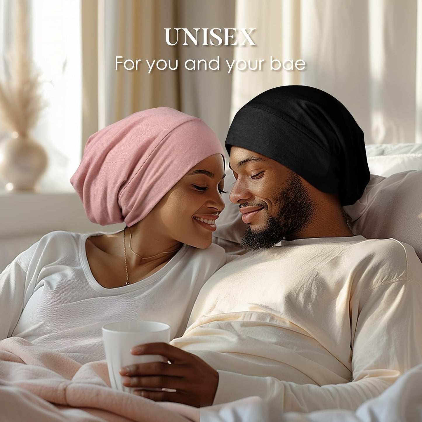 LULUSILK 100% Mulberry Silk Bonnet - Anti-Frizz Sleep Cap for Curly Hair | Black, Single Pack