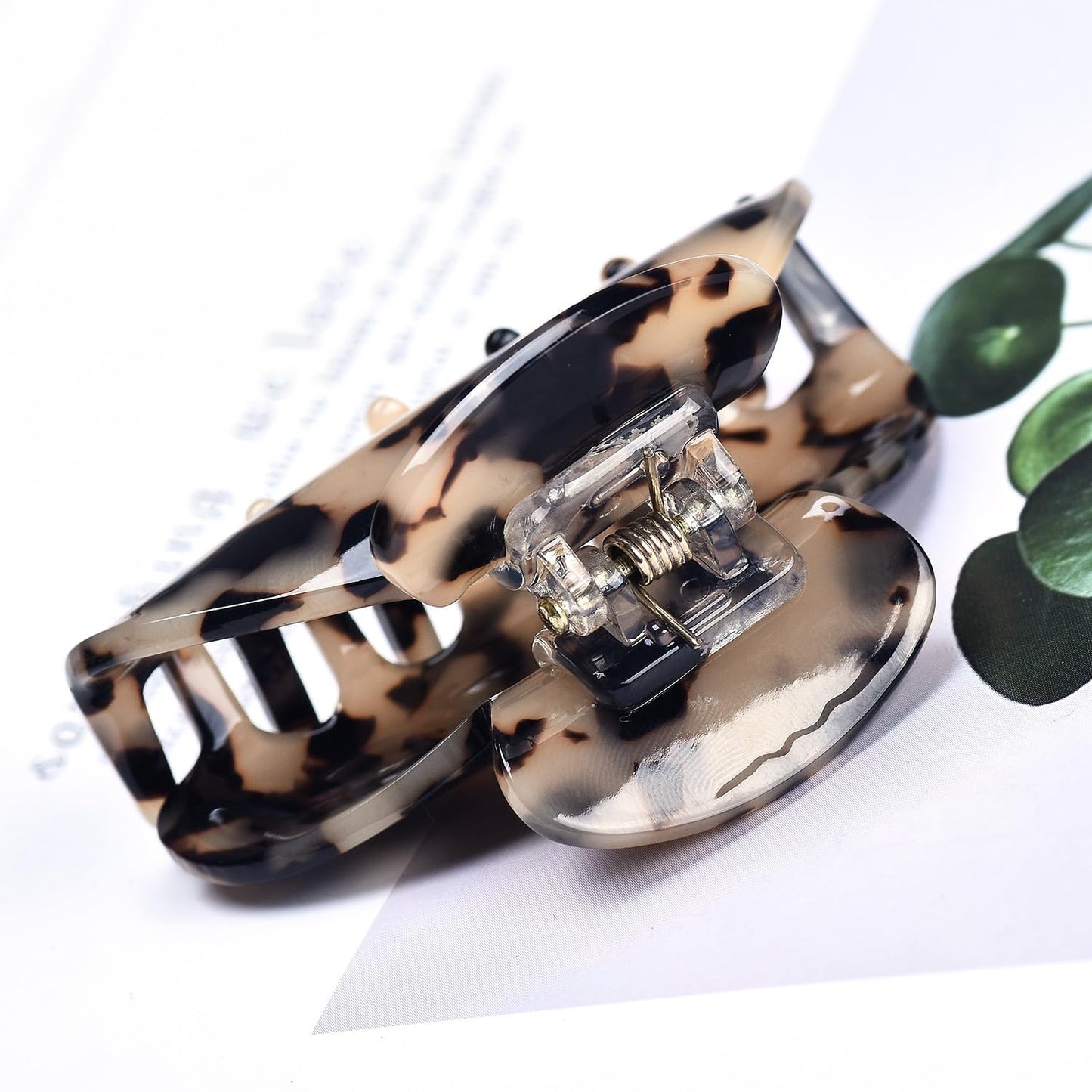 Medium Tortoise Hair Claw Clips for Women - Leopard Print Celluloid Jaw Clamps | 3 Pack